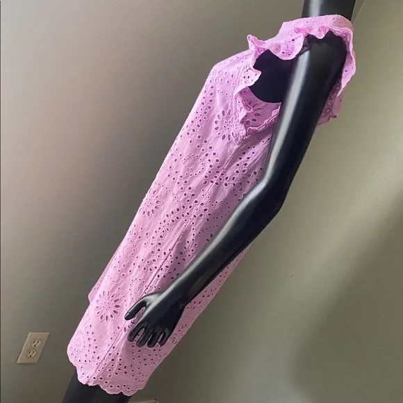 TCEC Lavender Pink Hue Eyelet Dress with Ruffled Sleeves - Picture 6 of 14